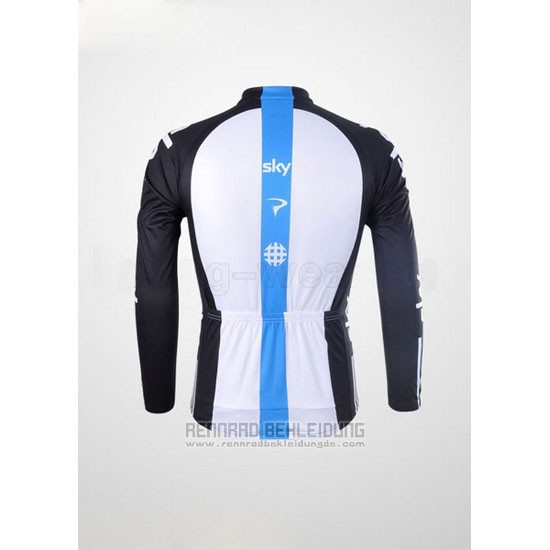 2012 Fahrradbekleidung Sky Shwarz und Azurblau Trikot Langarm und Tragerhose
